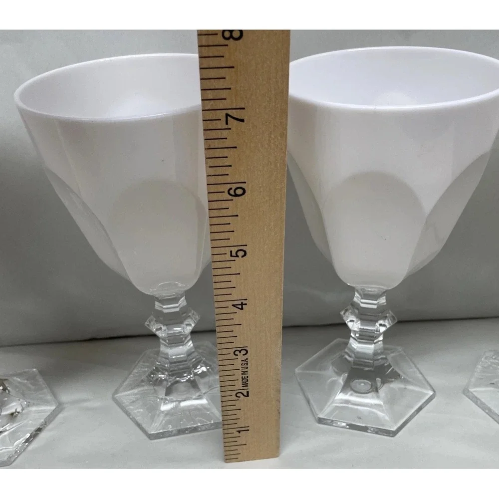 Mario Luca Giusti Dolce-Vita Water White Goblet Set of 4 in Acrylic Signed Read